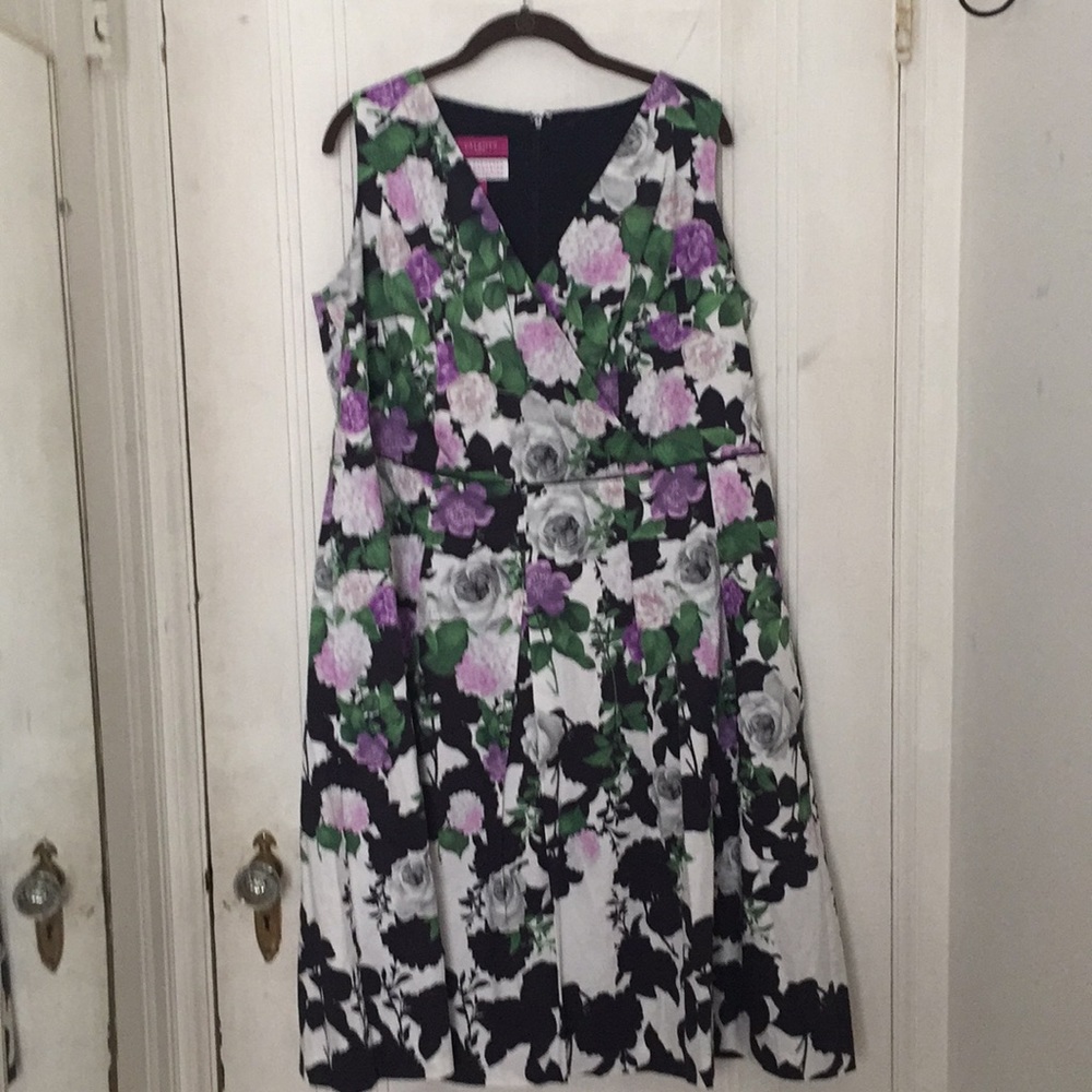 Purple & Black Floral Talbots Tea Dress